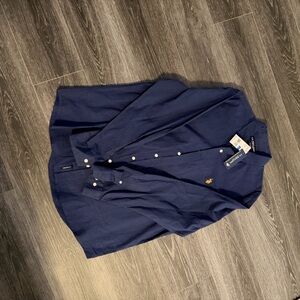 U.S. Polo Assn. Navy Button-Front Dress Shirt with Gold Pony Logo